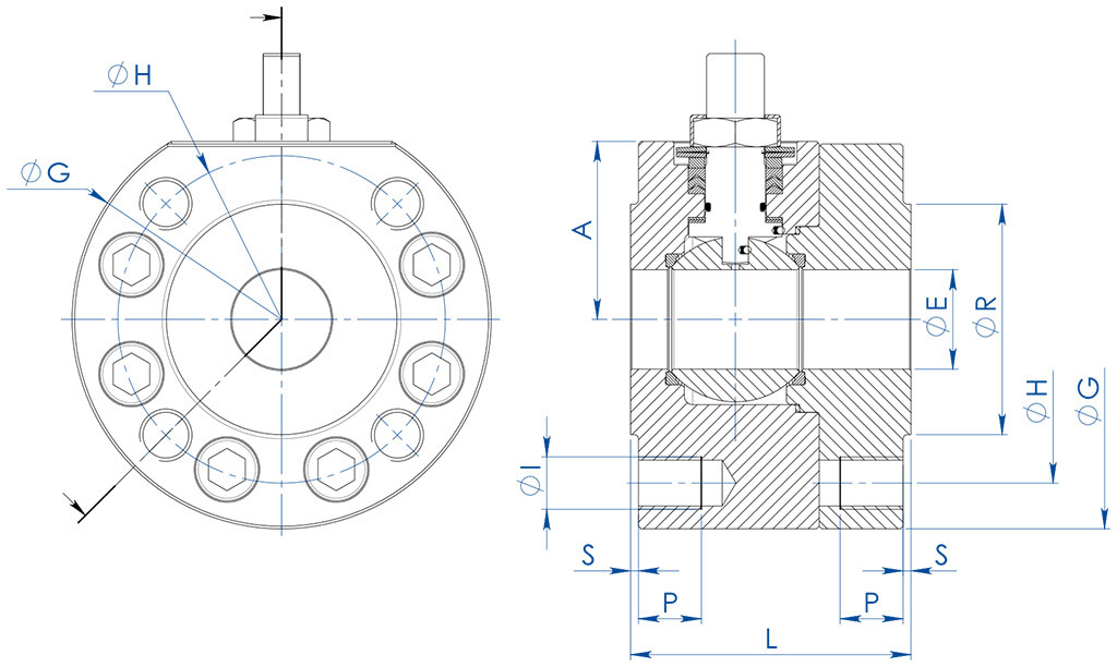 Vanne à boisseau sphérique MAGNUM Split Wafer PN 63-100 ANSI 600 acier inox - dimensions - 