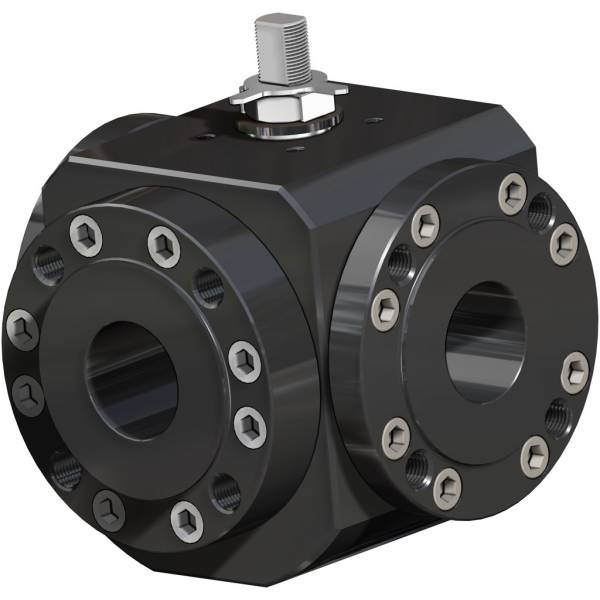 Vanne à boisseau sphérique MAGNUM Split Wafer 3 voies 4 garnitures PN 16-40 ANSI 150 acier au carbone